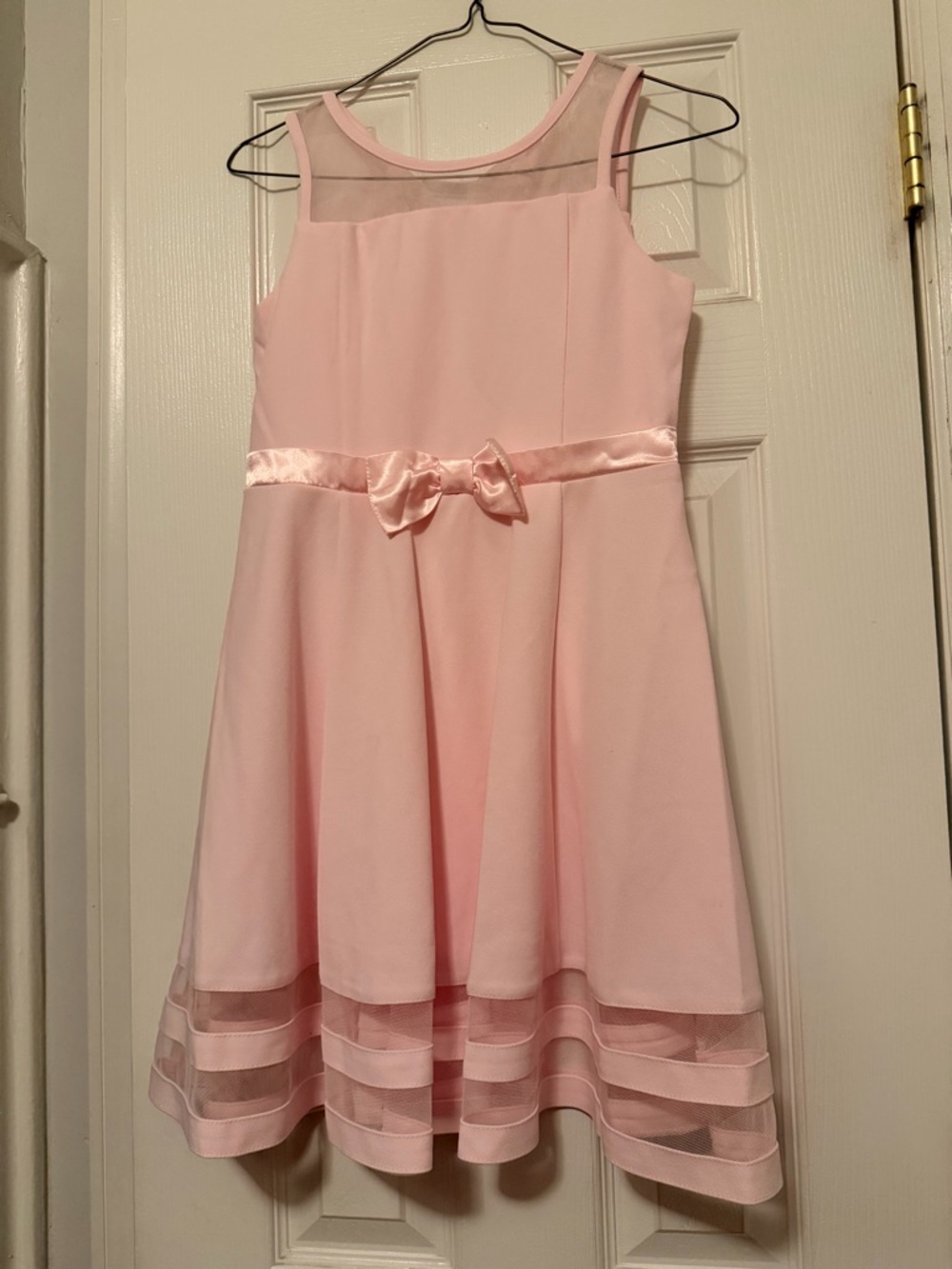 Calvin Klein Light Pink Satin-Bow A-Line Dress